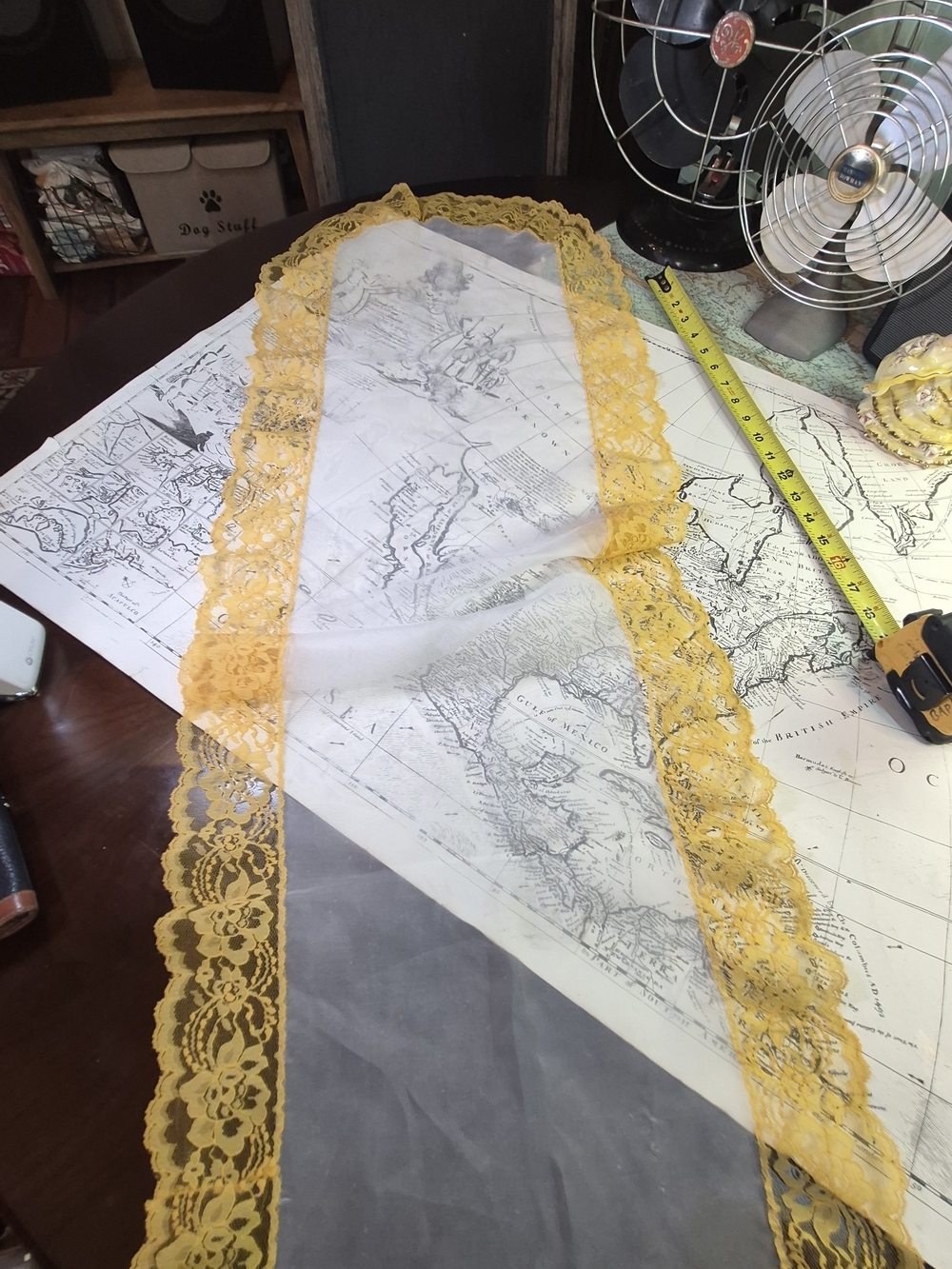Yellow Lace Trim Sheer Table Runner - Unbranded